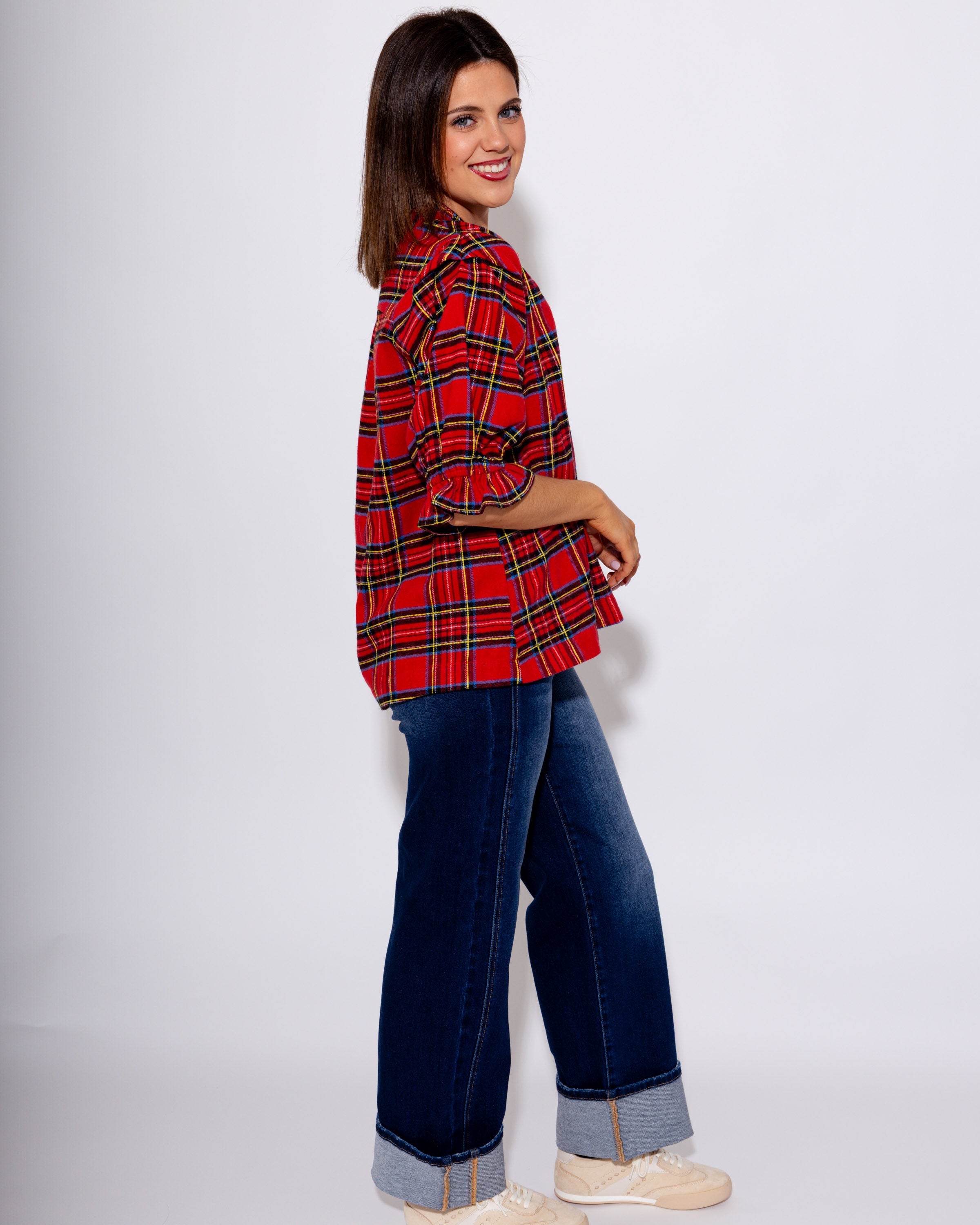 The Perfect Plaid Popover Top