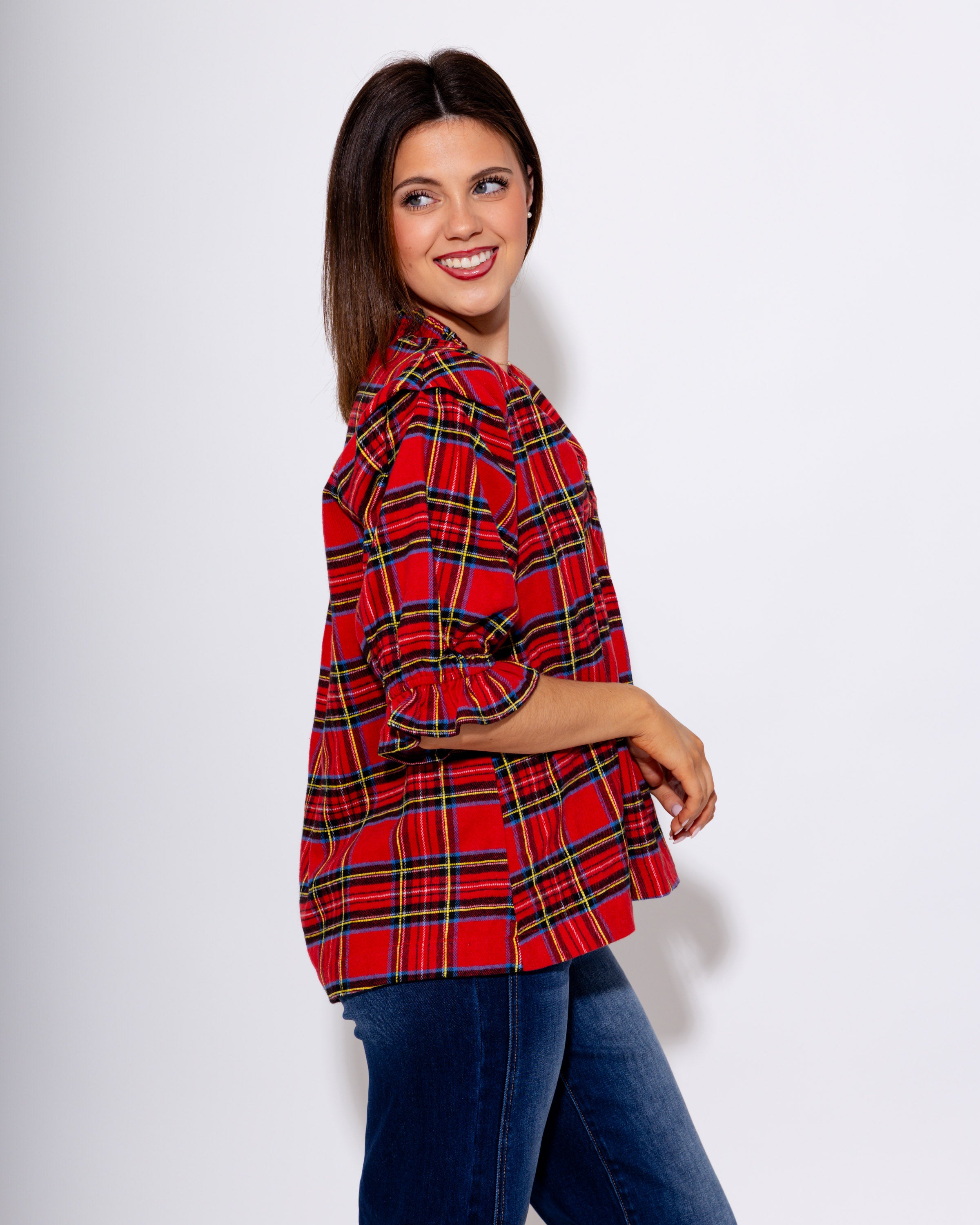 The Perfect Plaid Popover Top