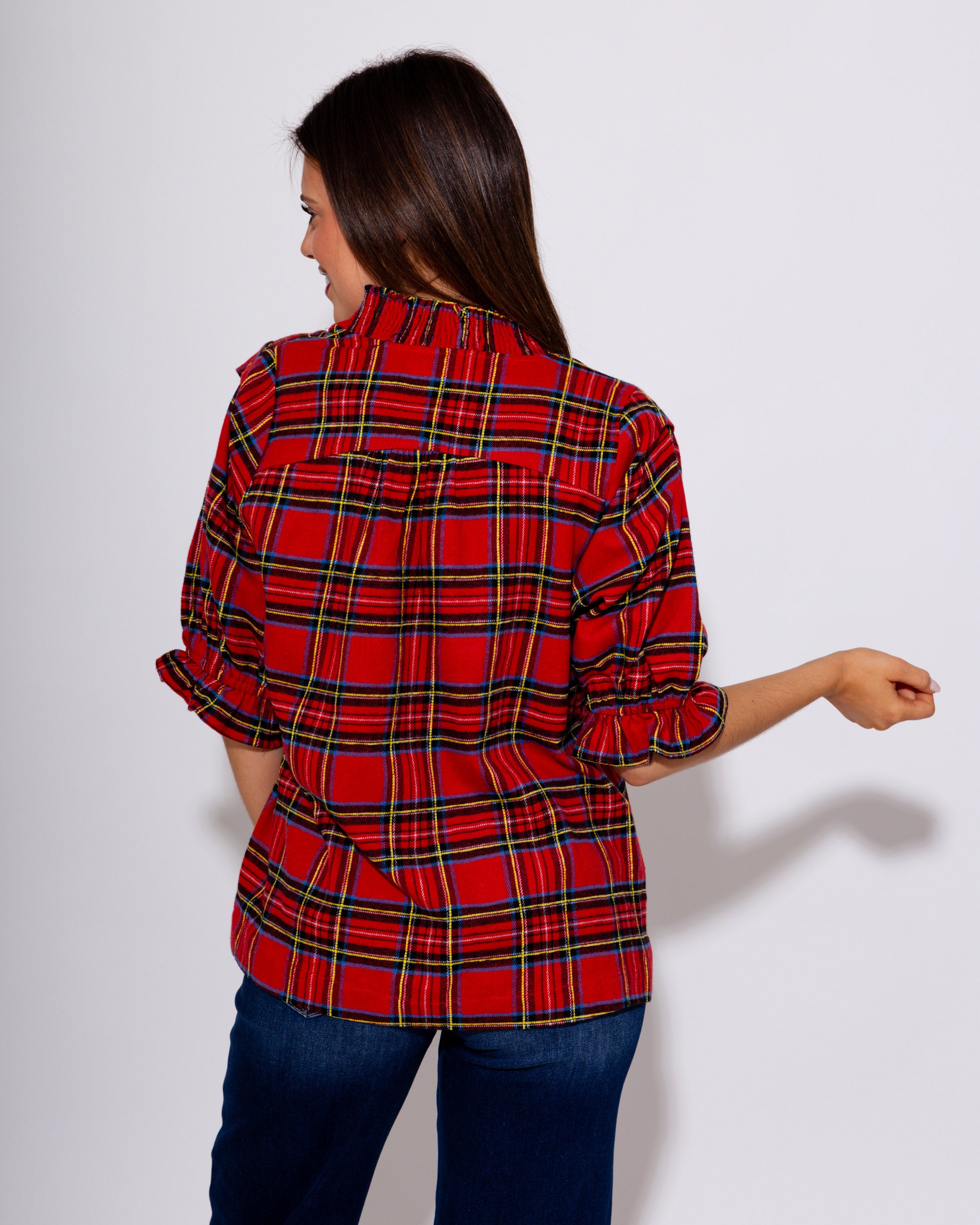 The Perfect Plaid Popover Top
