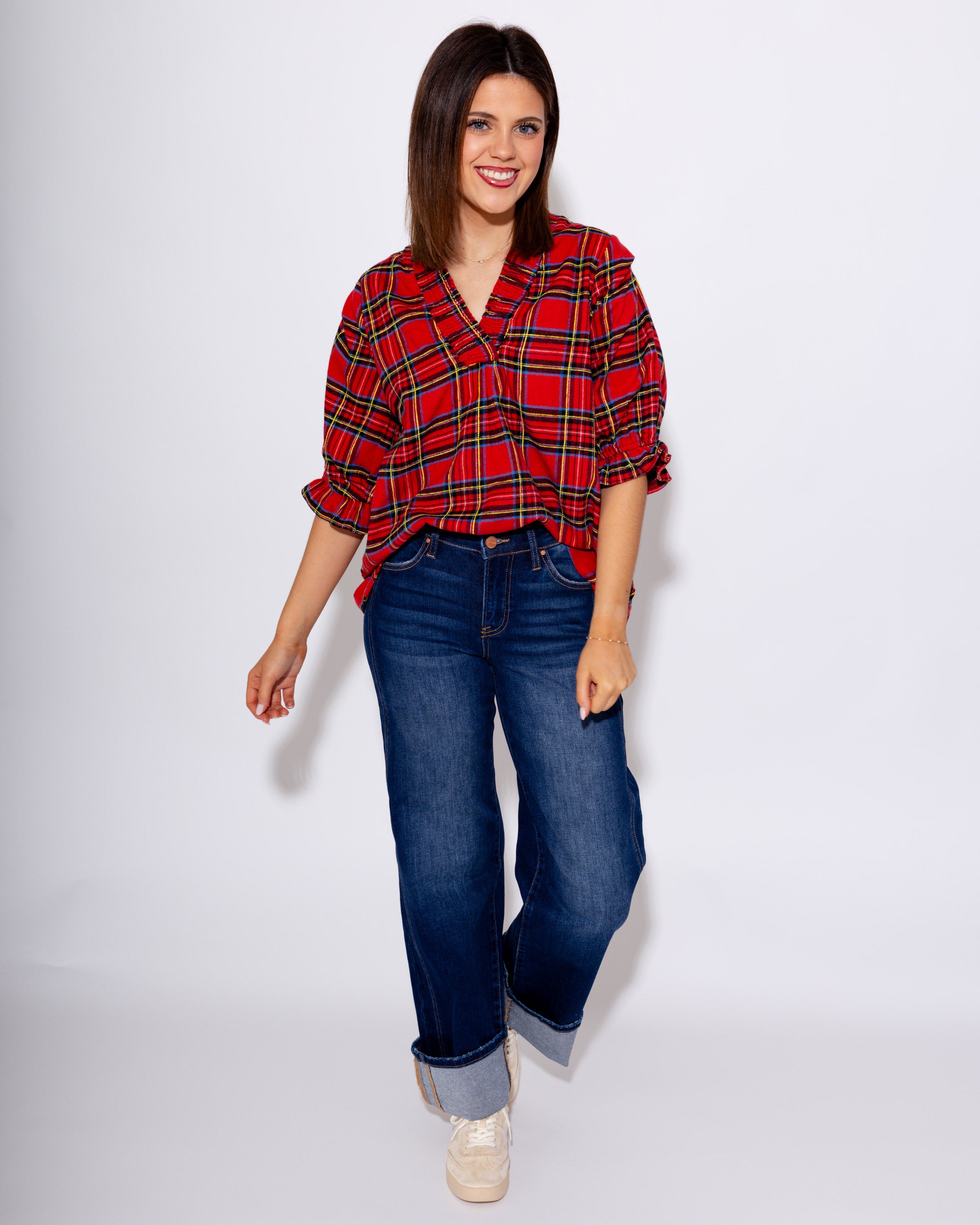 The Perfect Plaid Popover Top
