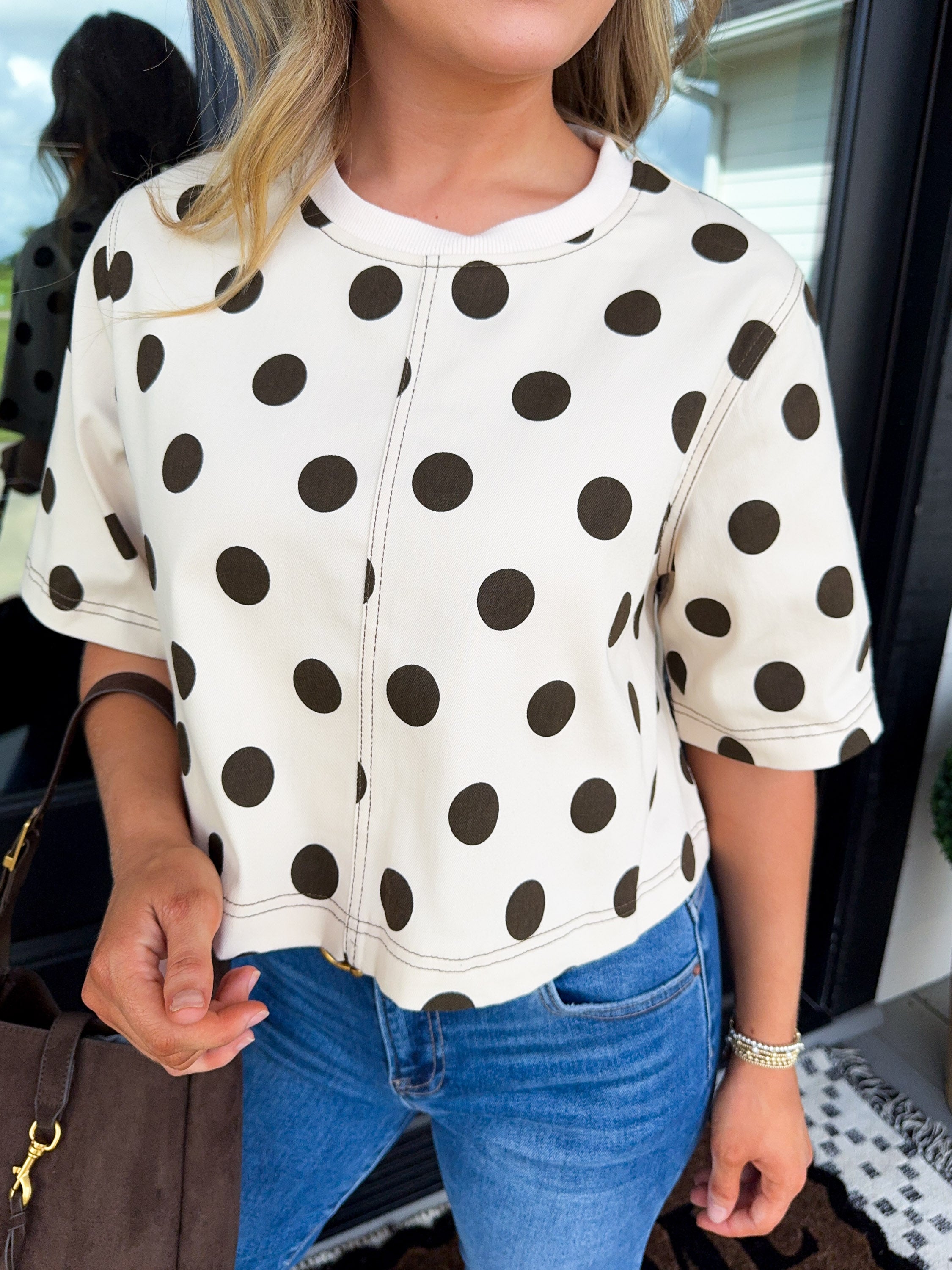 Dot Cropped Top in Ecru