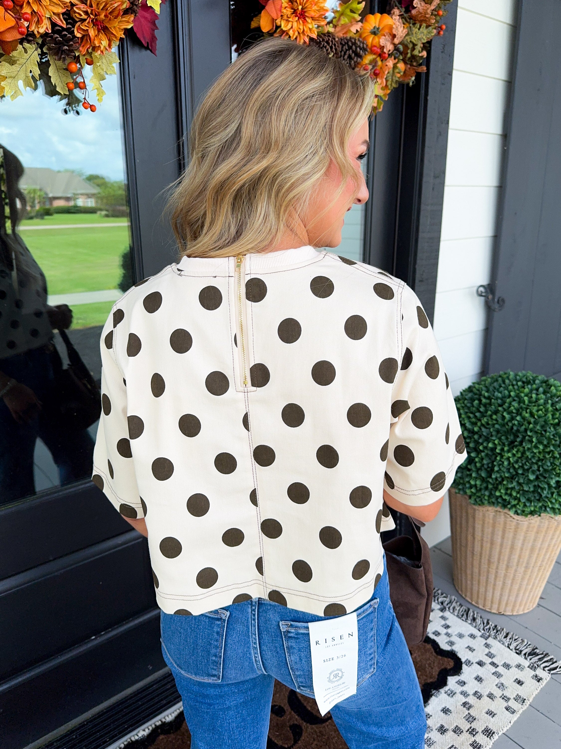 Dot Cropped Top in Ecru