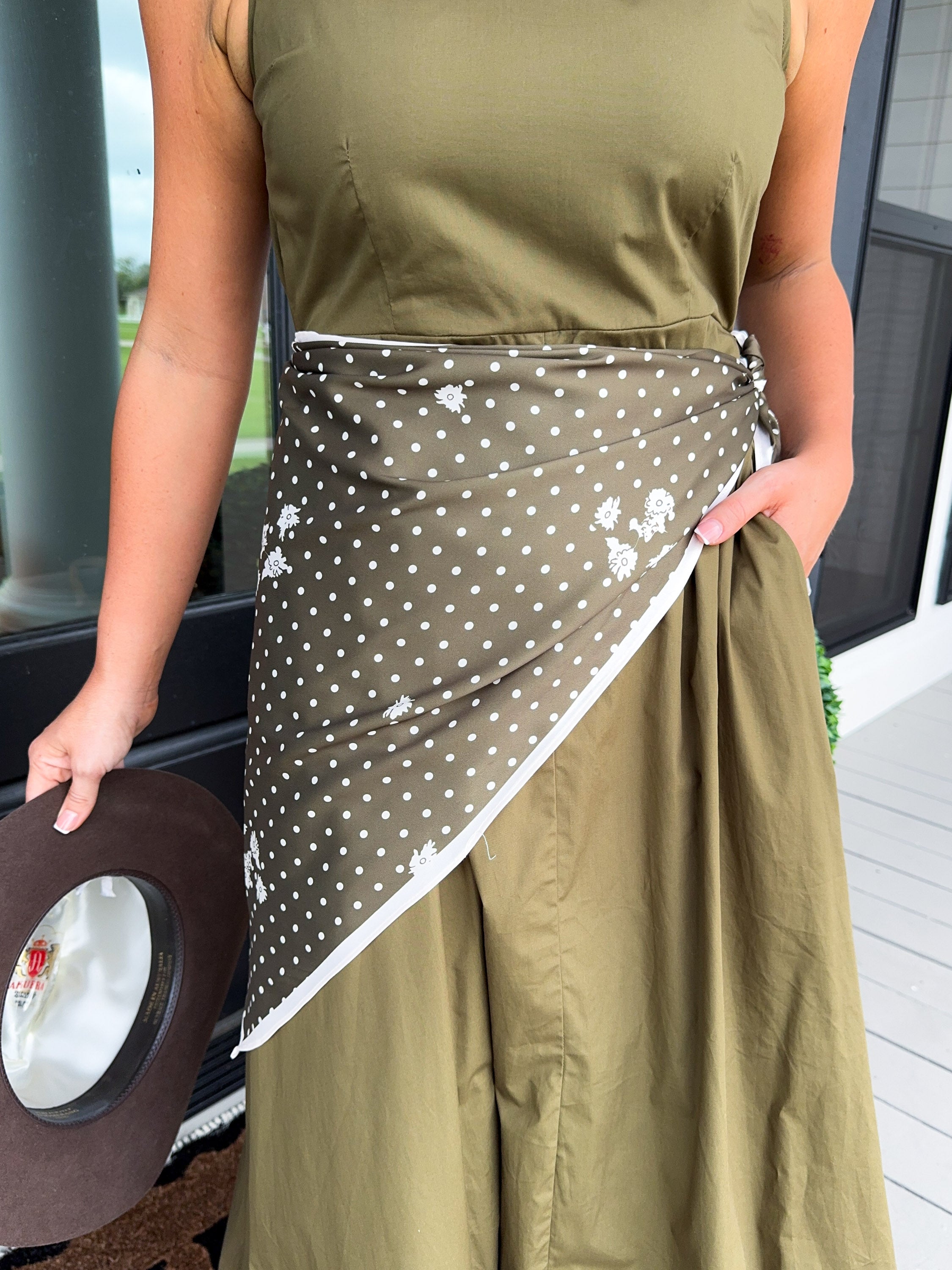 Bubble Hem Scarf Detail Midi Dress