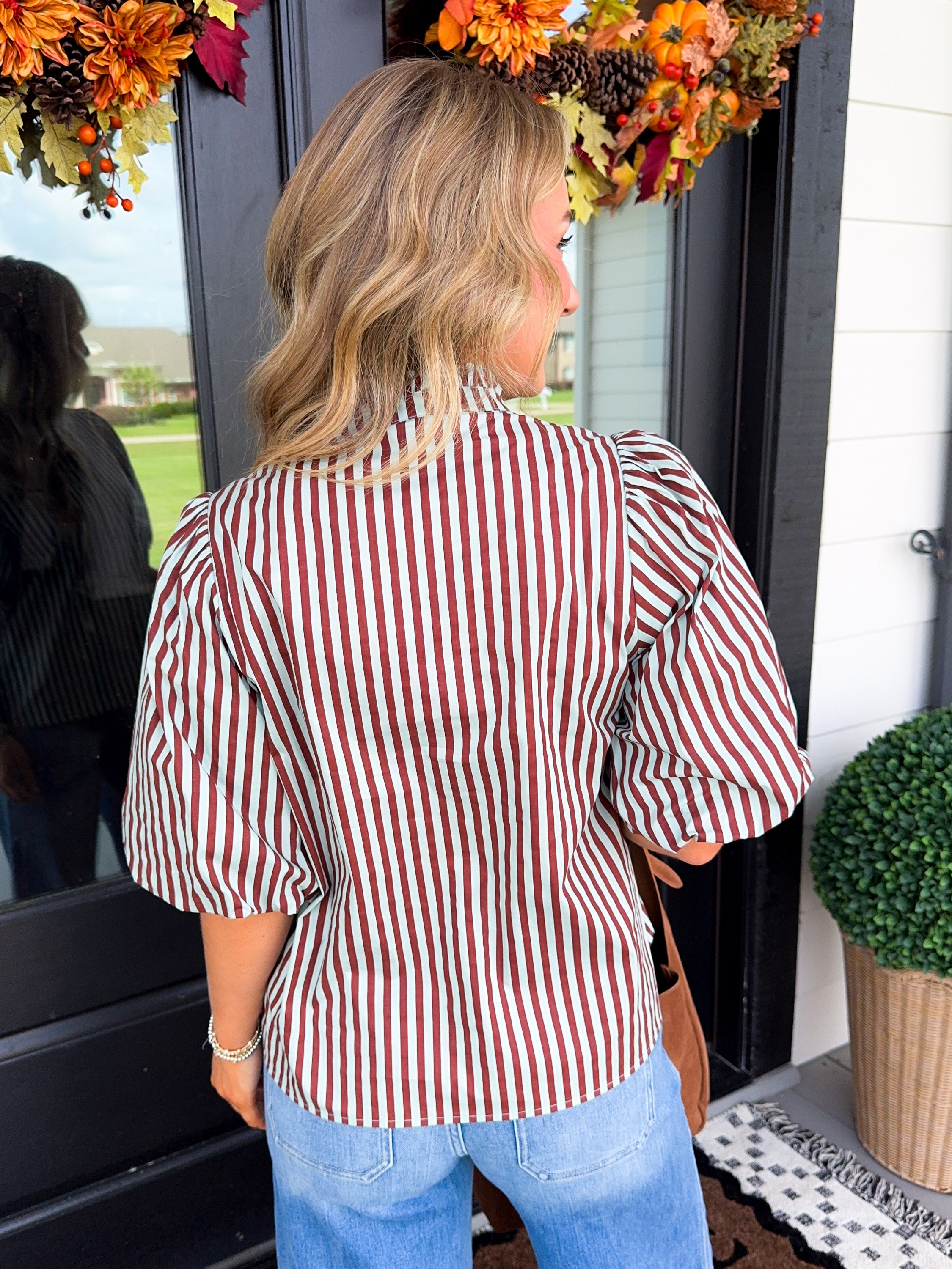 Everyday Elegance Stripe Top in Brown