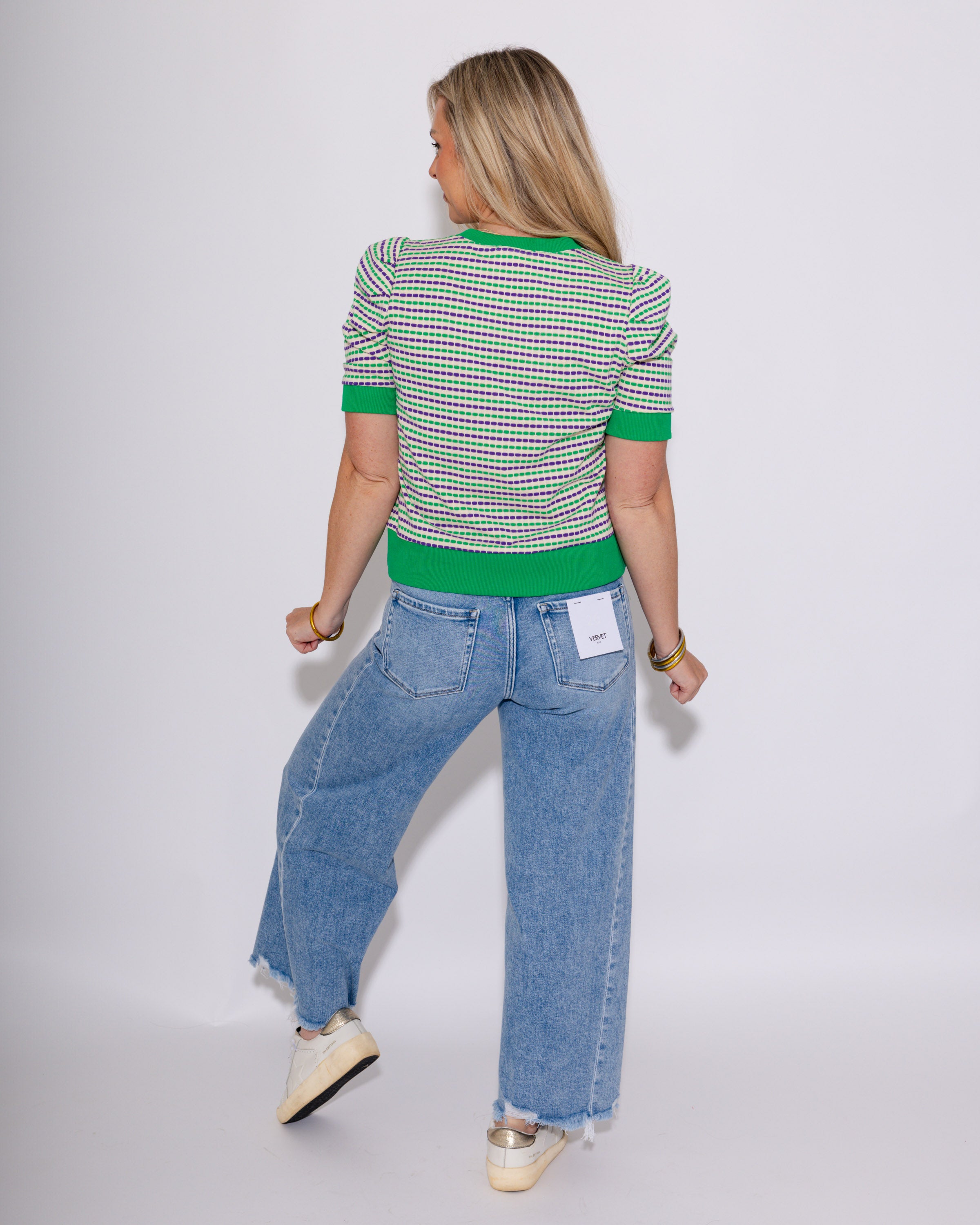 Vibrant Mardi Gras Stripe Top