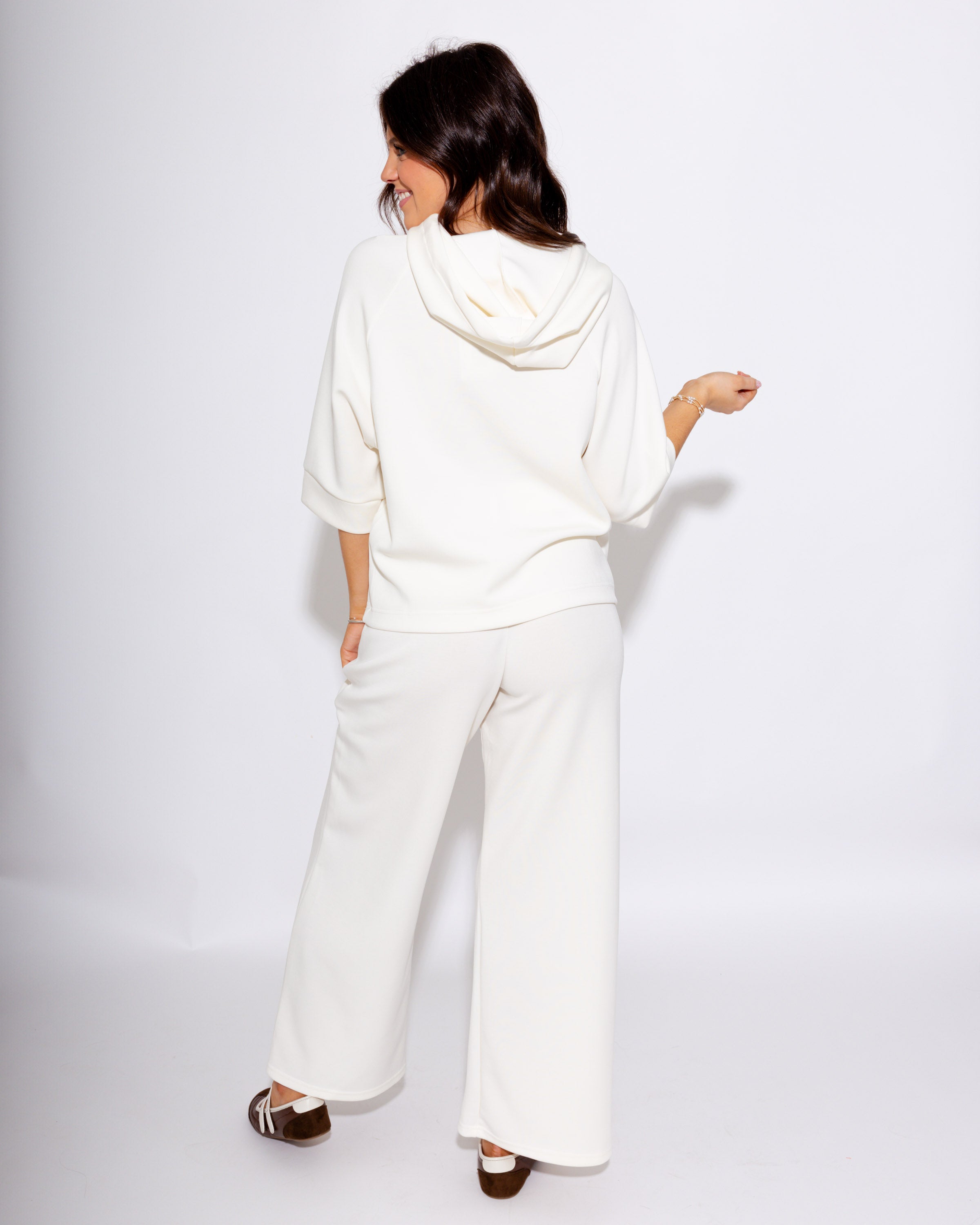 Soft Hooded Top & Wide-leg Pants Set