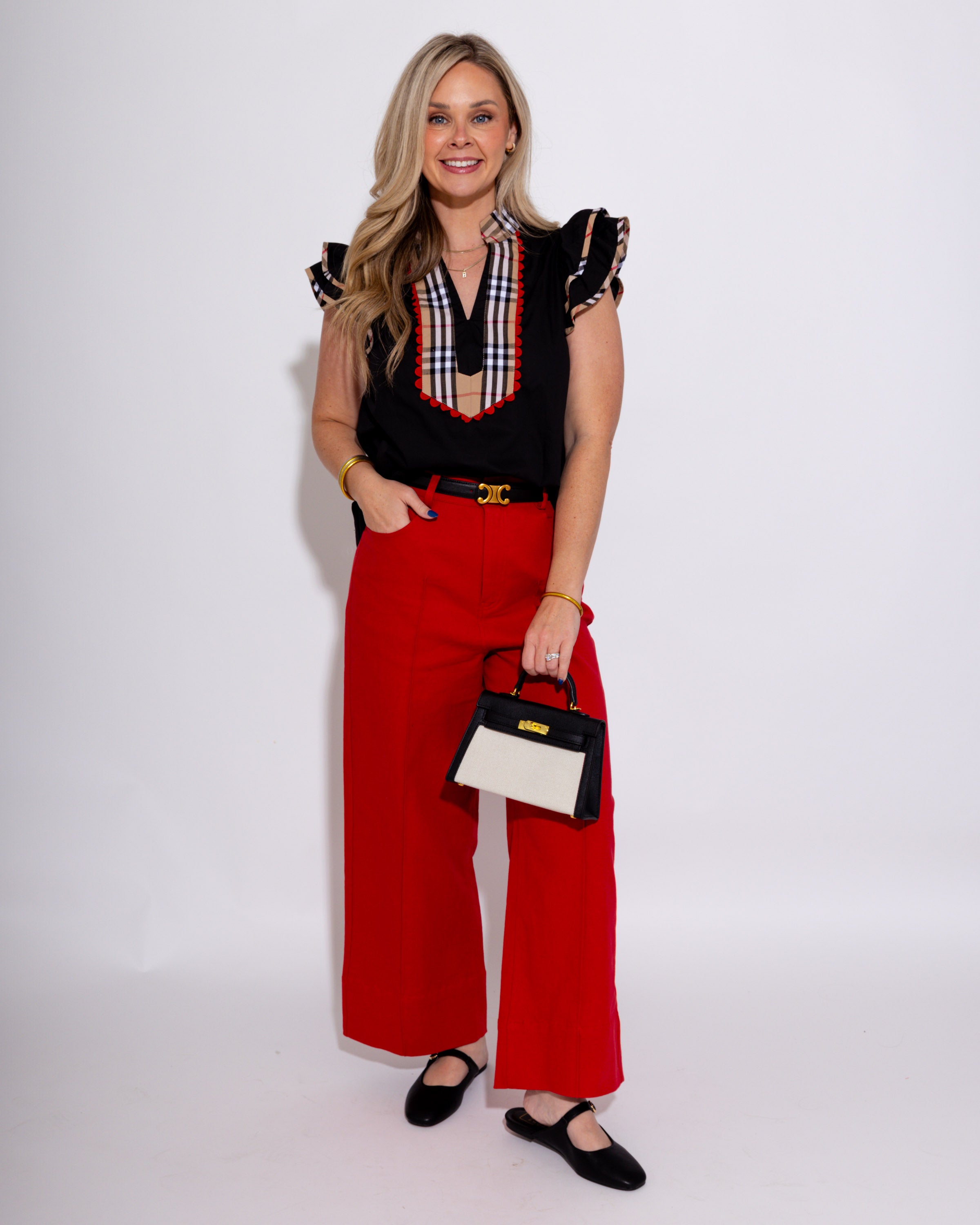 Tailored Red Wide-Leg Pants