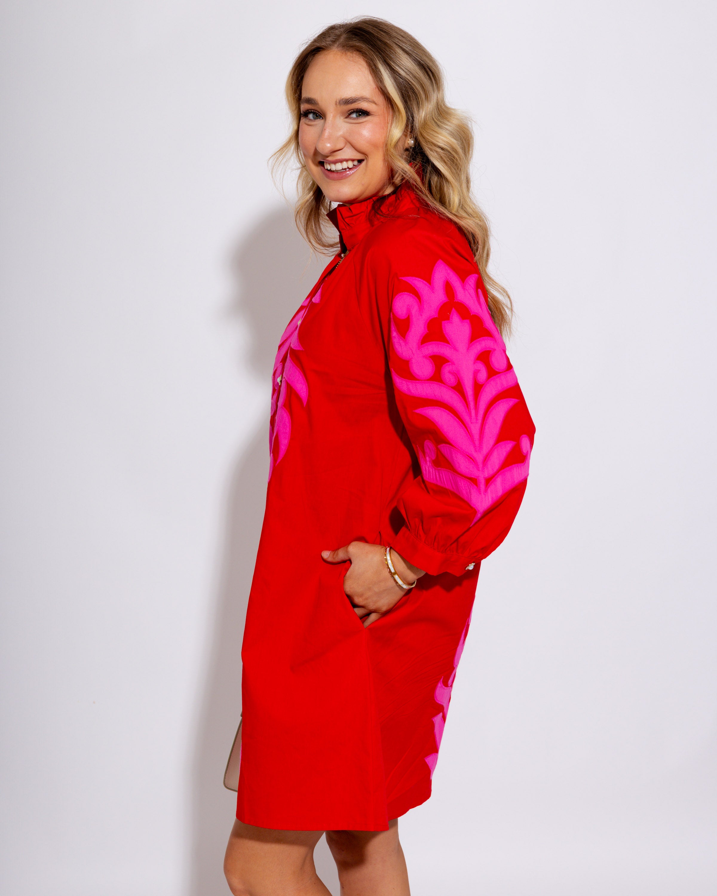 Baroque Floral Applique Shift Dress