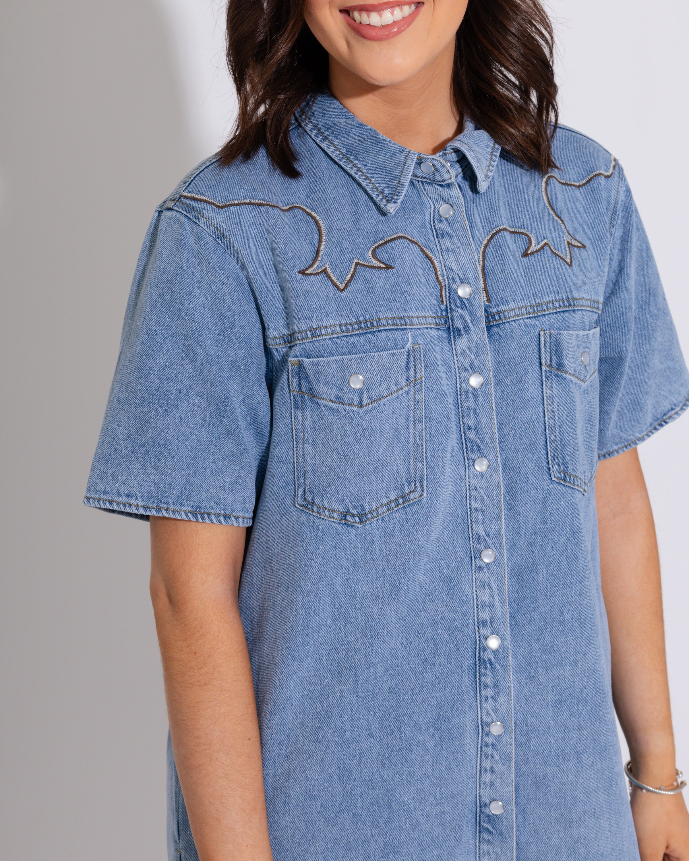 Western Yoke Denim Mini Dress