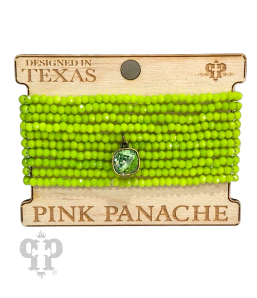 Green Bead Pink Panache Bracelet Set