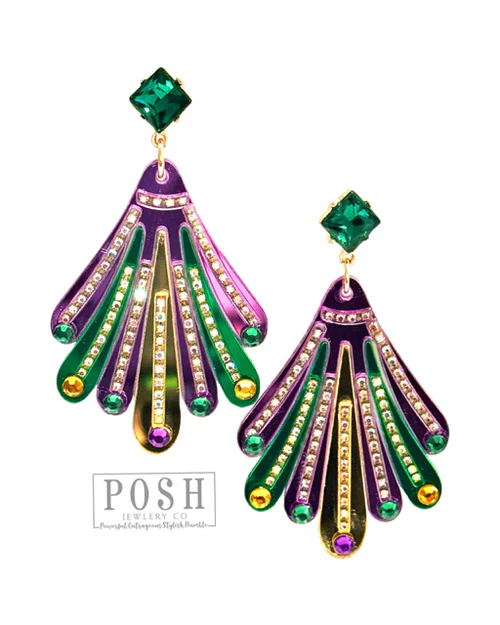 Mardi Gras Fan Earring