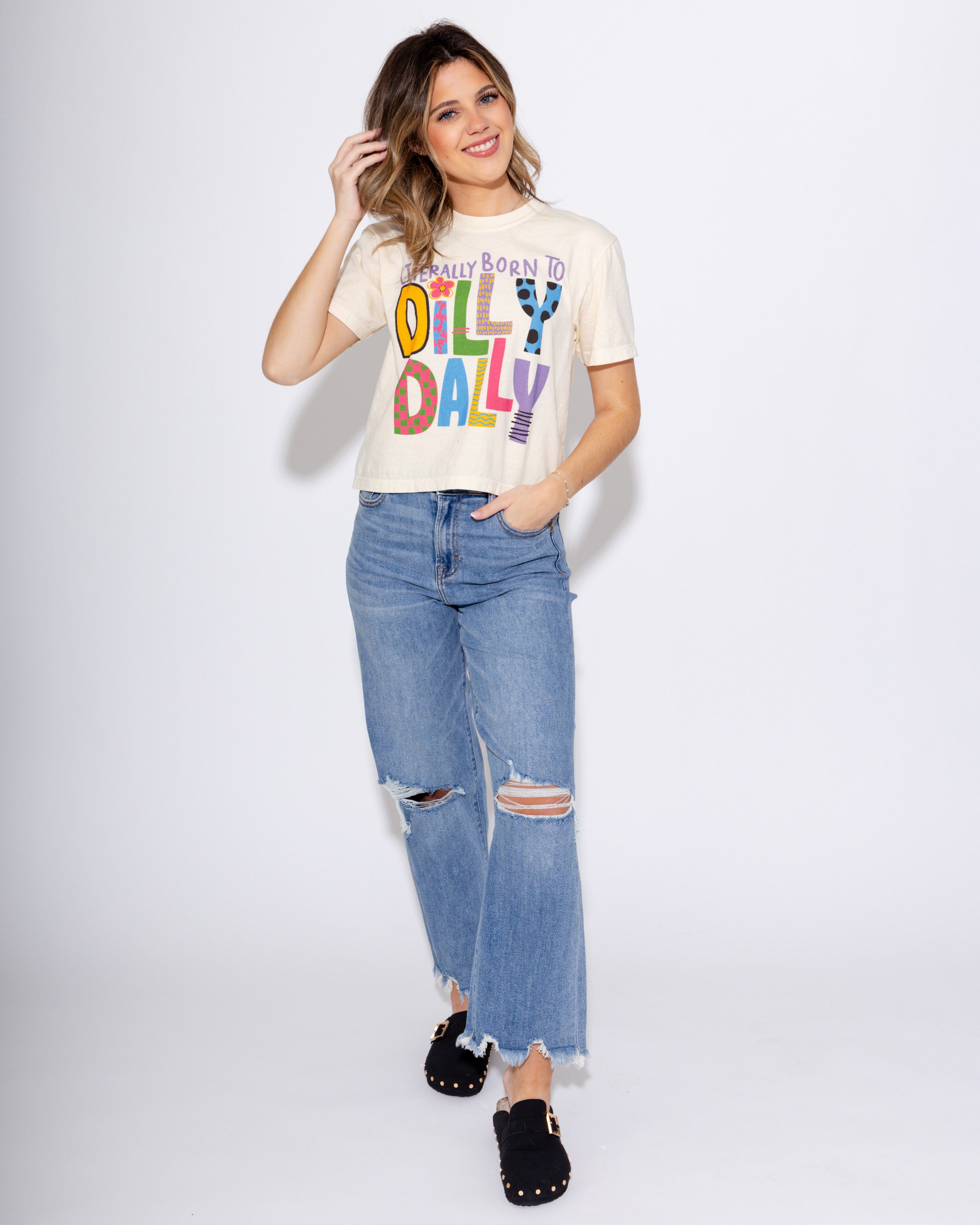 Literally Born to Dilly Dally Crop Tee