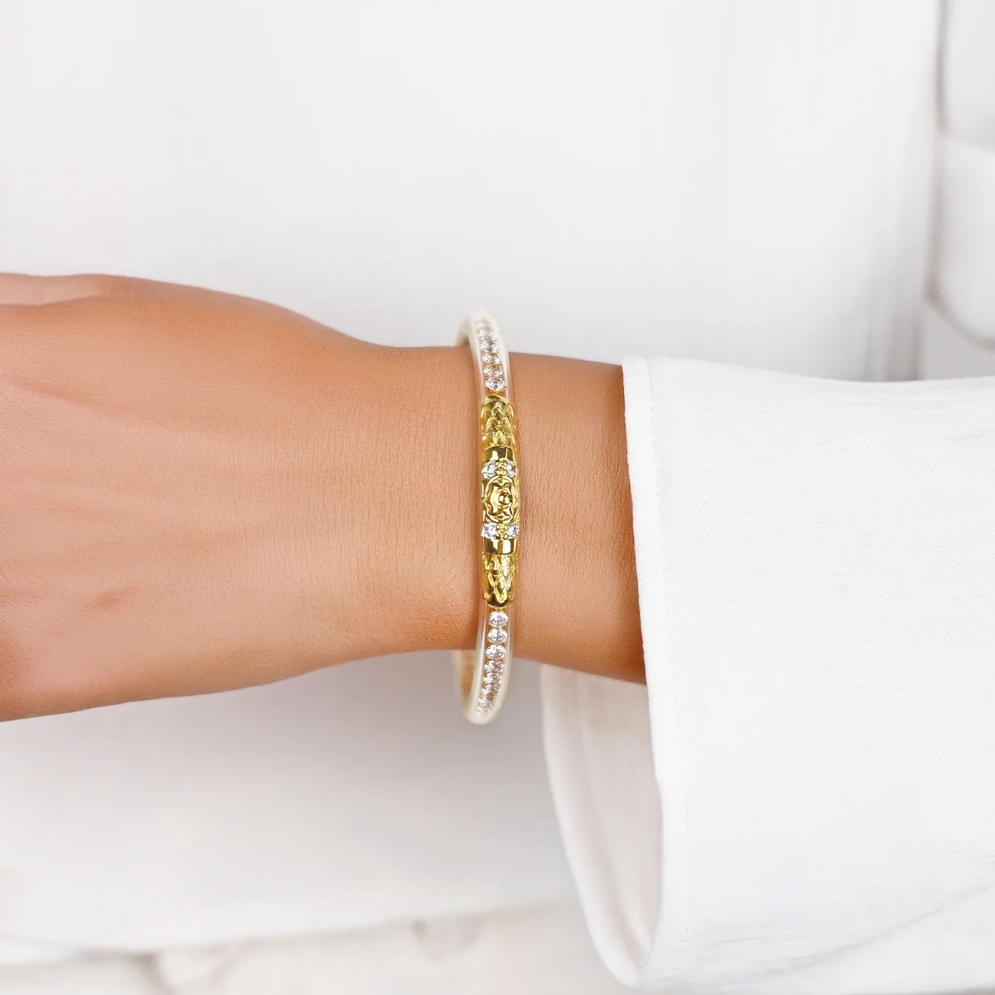 Queen All Weather Bangle® (AWB®) - Clear Crystal - Gold