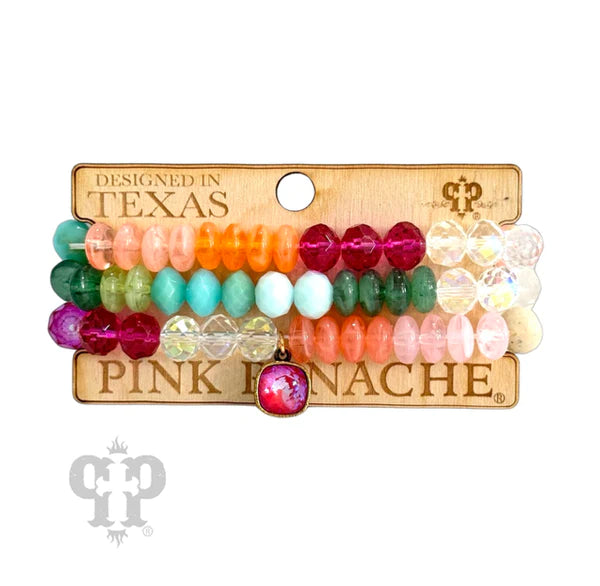 Chunky Multi Color Pink Panache Bracelet Stack