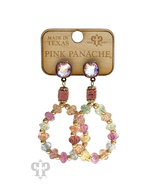 Multi Color Teardrop Pink Panache Earring