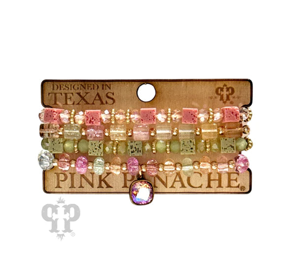 Multi-Color Stone Pink Panache Bracelet Set