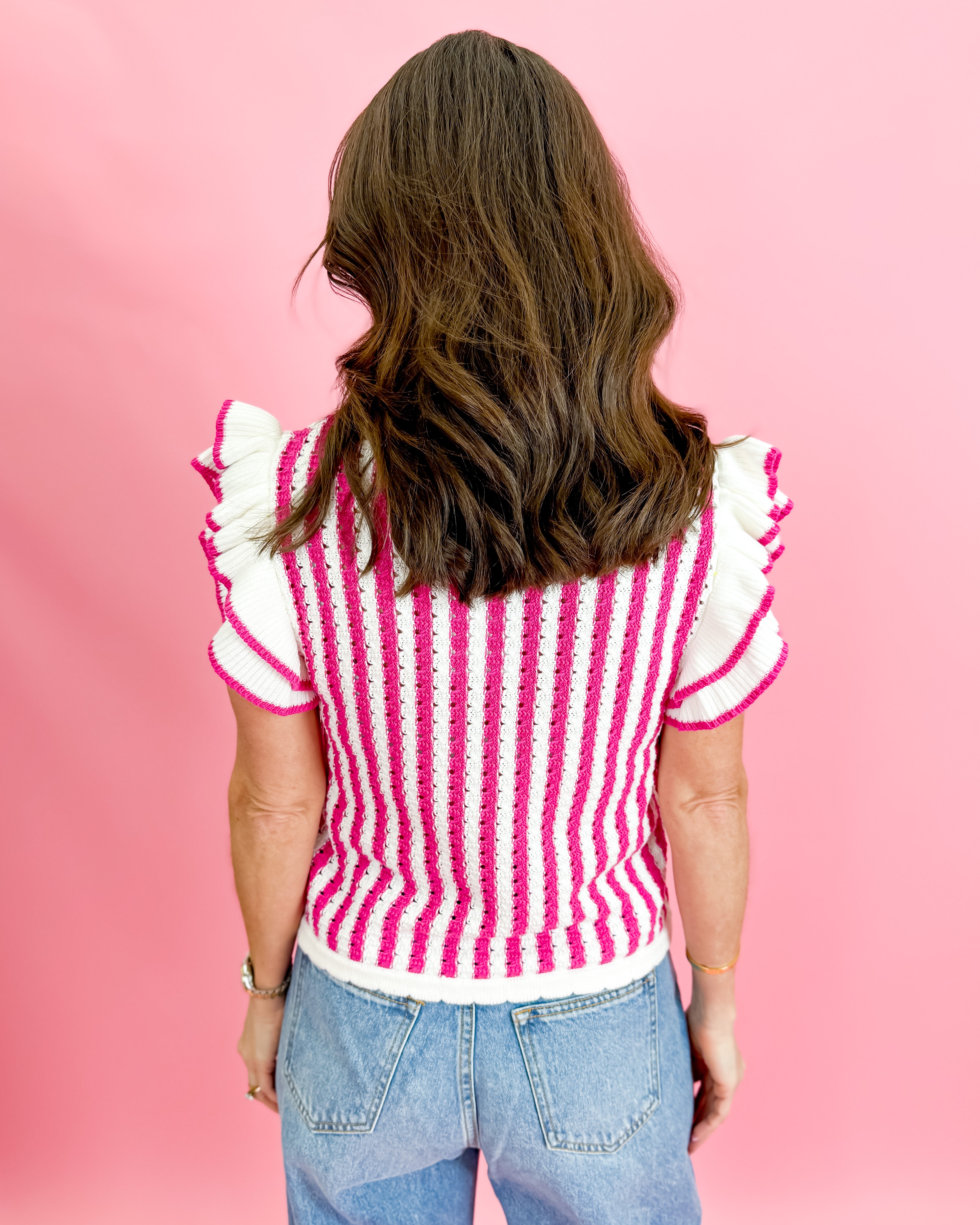Striped Sleeveless Sweater in Pink