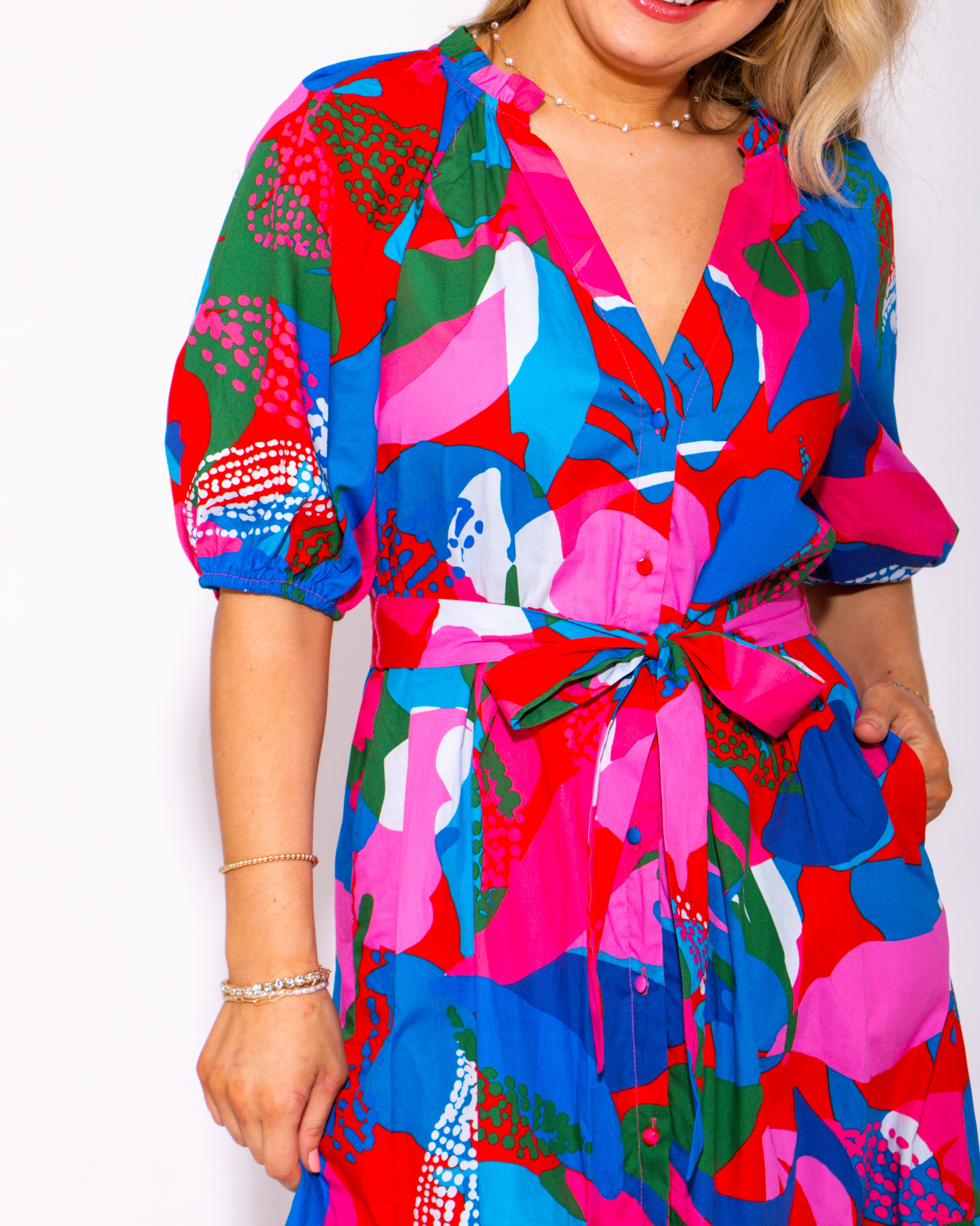 Wildflower Button Down Midi Dress