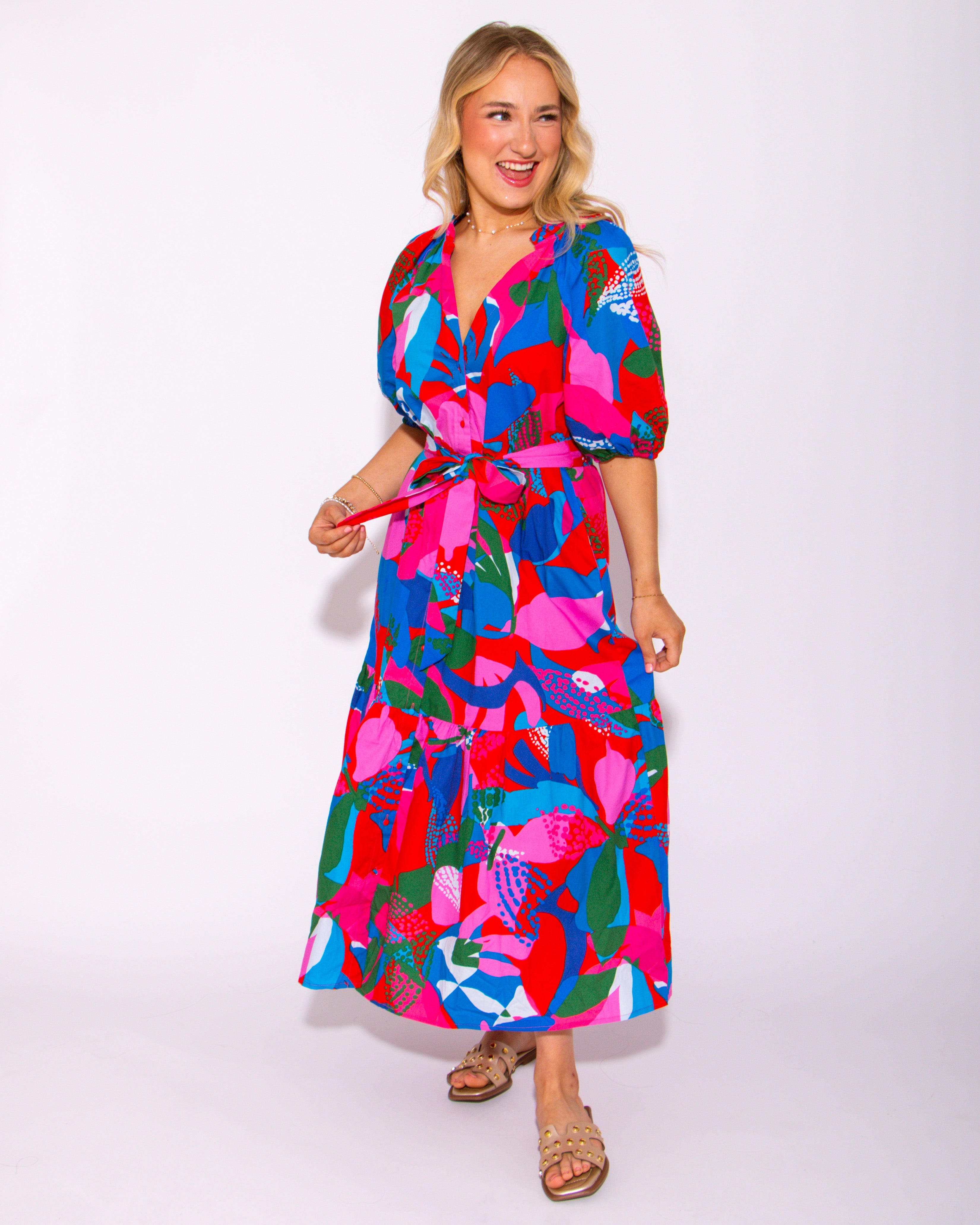 Wildflower Button Down Midi Dress