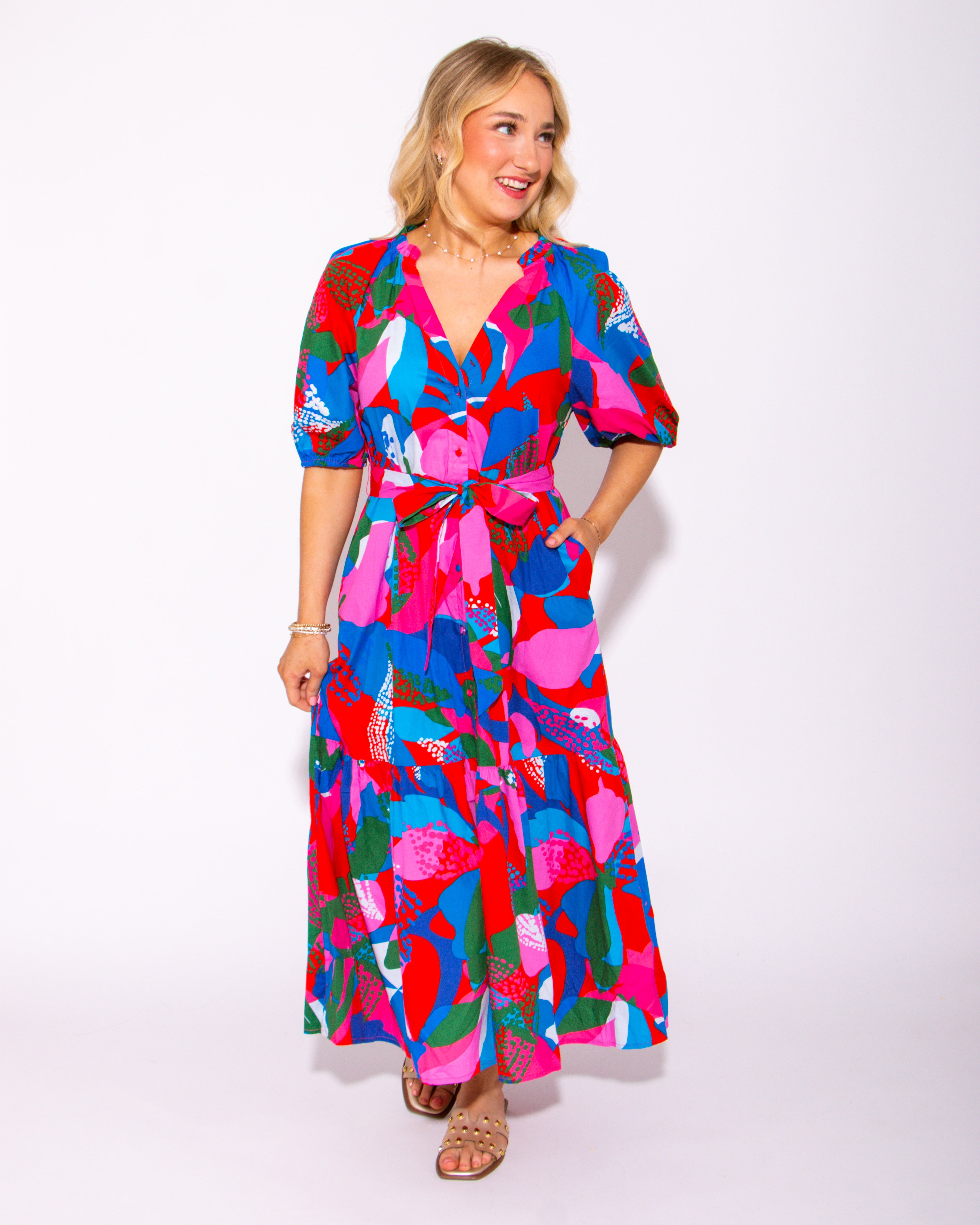 Wildflower Button Down Midi Dress