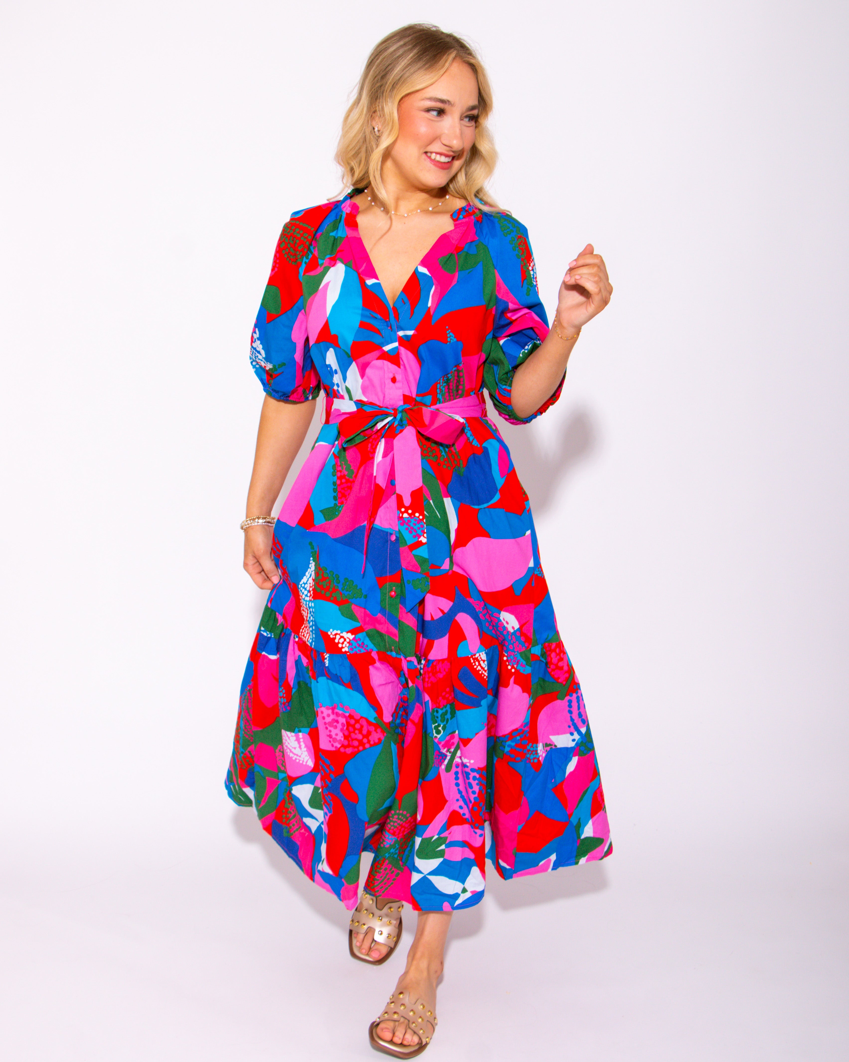 Wildflower Button Down Midi Dress