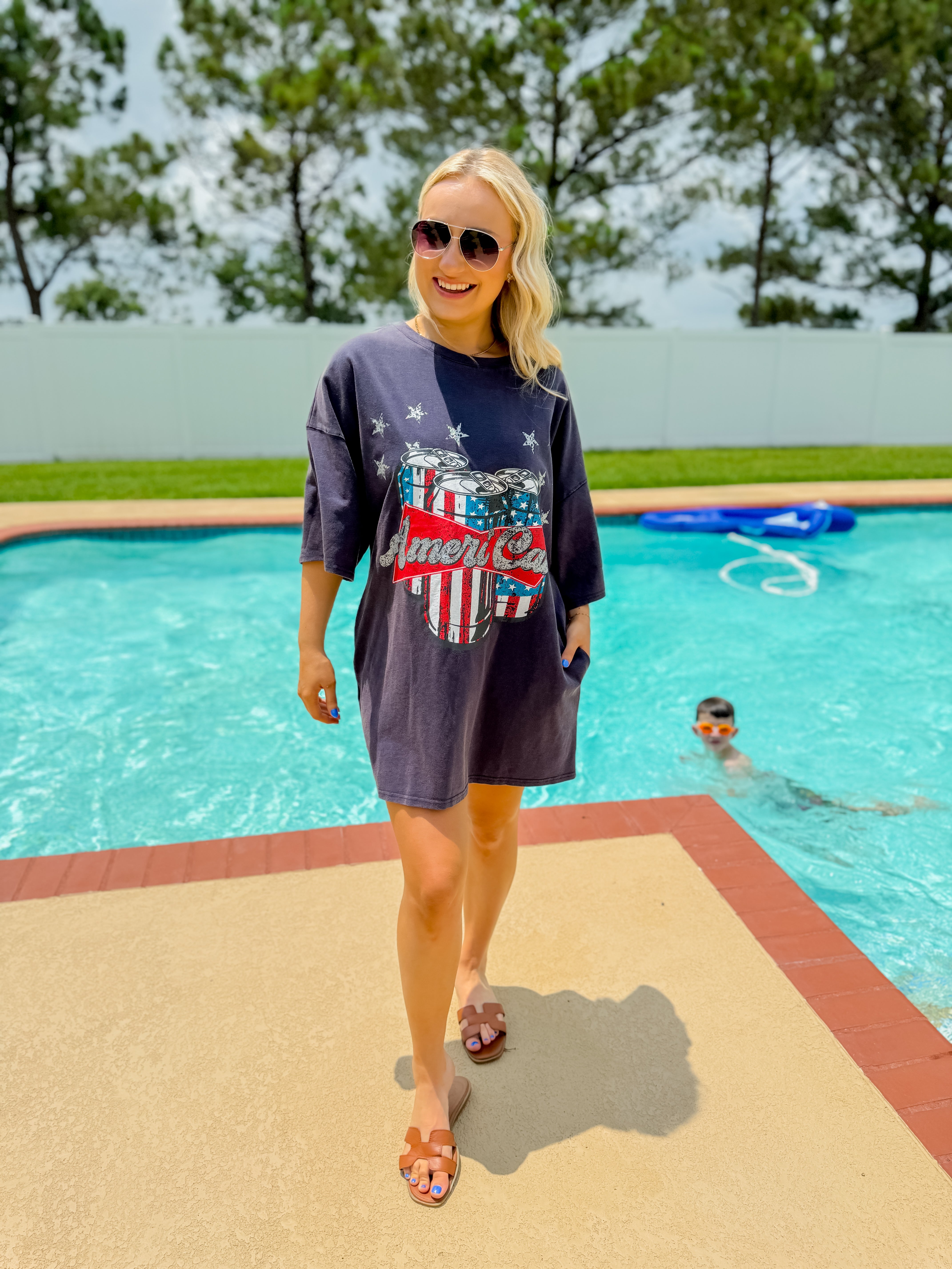 Ameri-Can Acid Washed Cotton Tee Dress