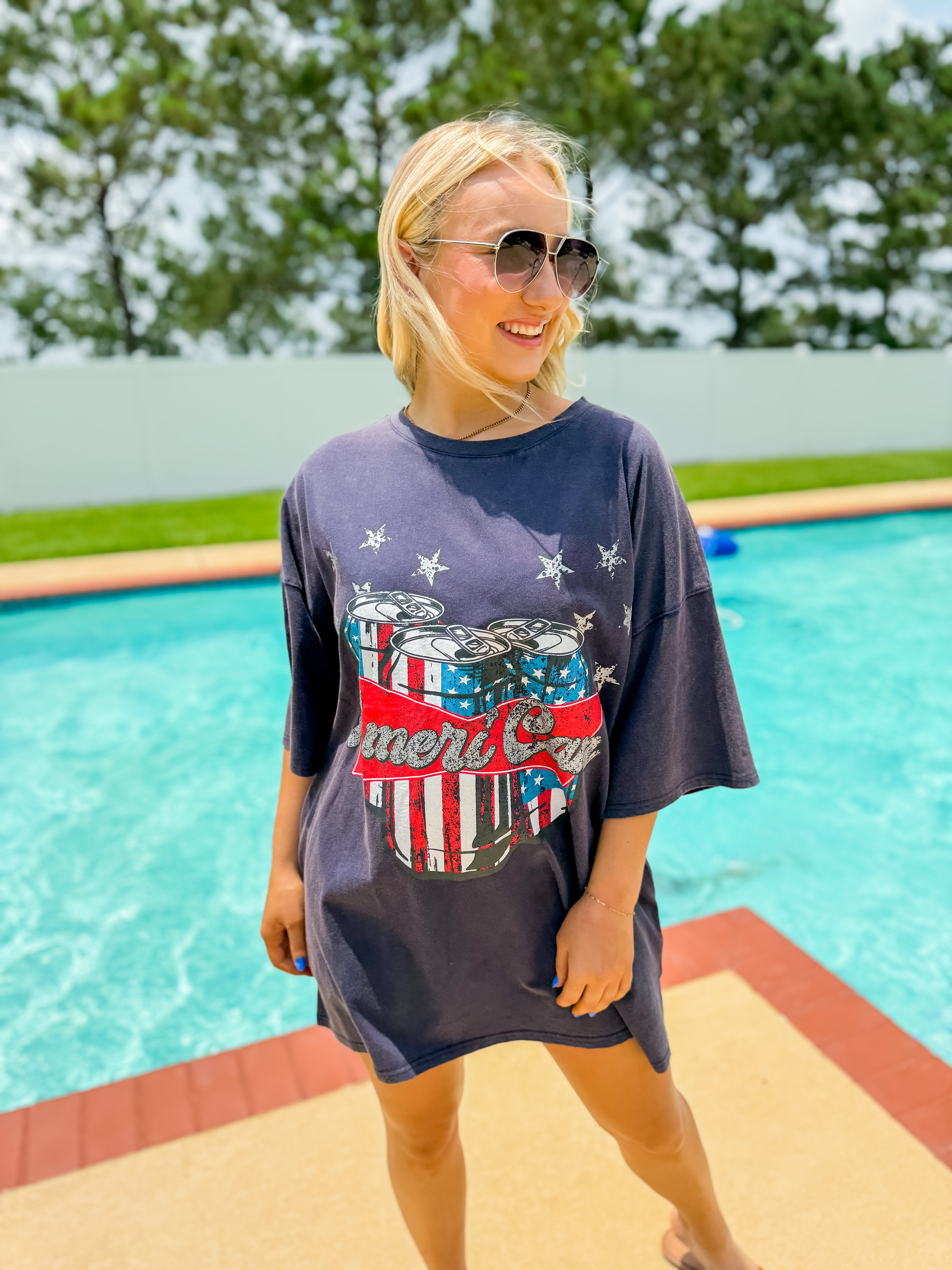 Ameri-Can Acid Washed Cotton Tee Dress