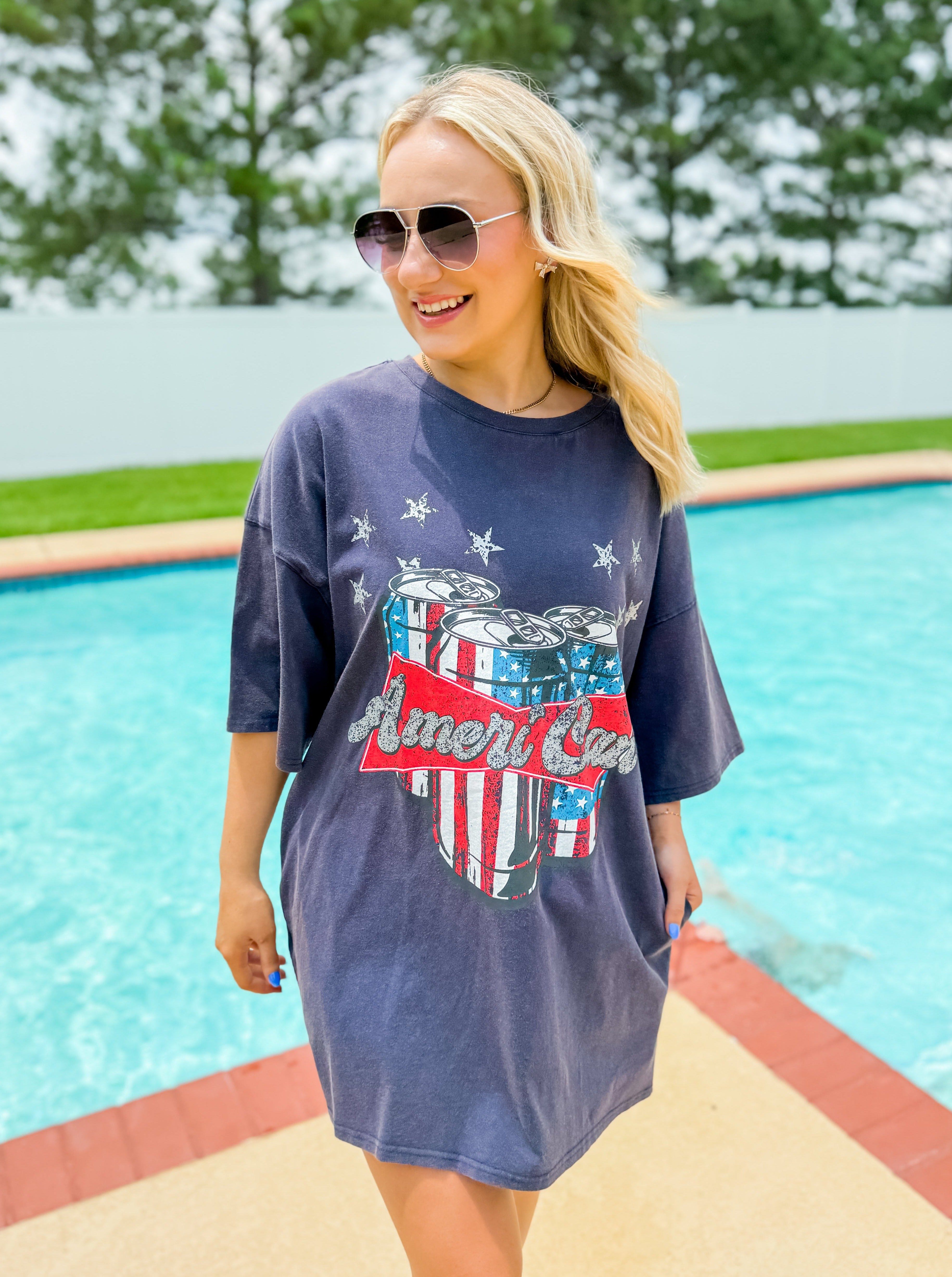 Ameri-Can Acid Washed Cotton Tee Dress