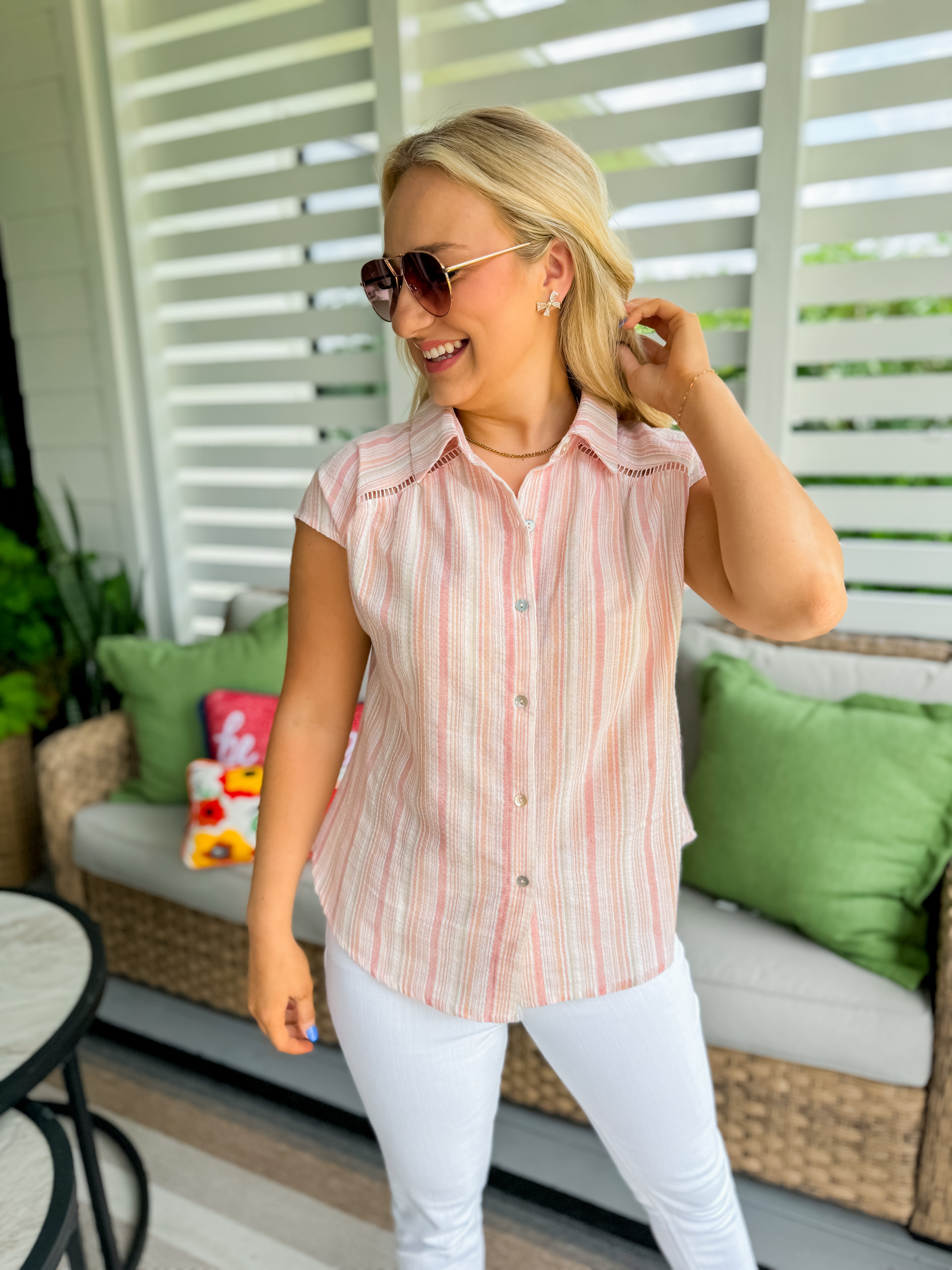 Blush Horizon Cap Sleeve Top