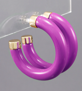 Capped Hoop Earring in Purple