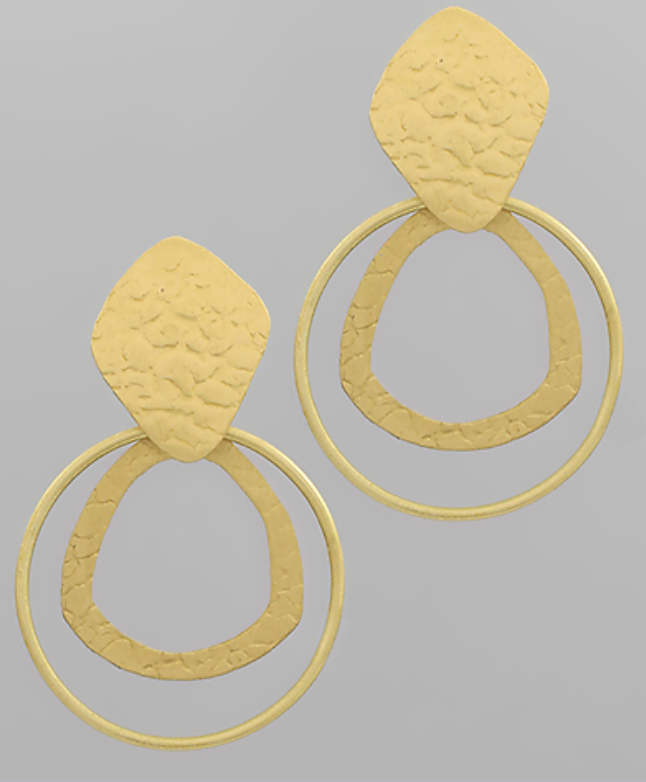 Textured Geometic & Circle Earrings