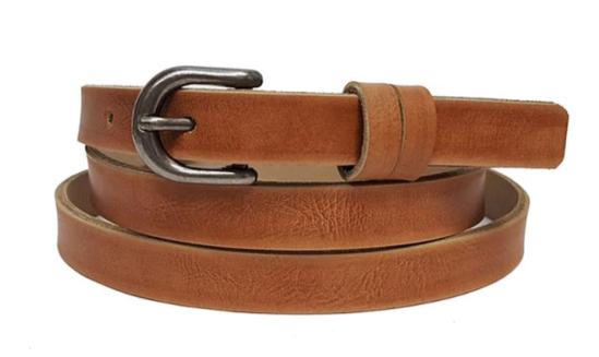Thin Double Loop Belt in Taupe