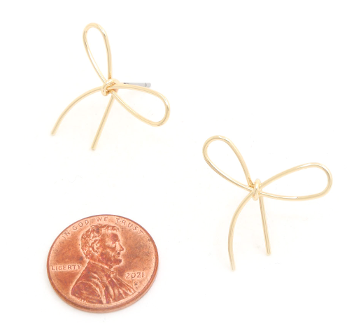 Thin Gold Bow Earring