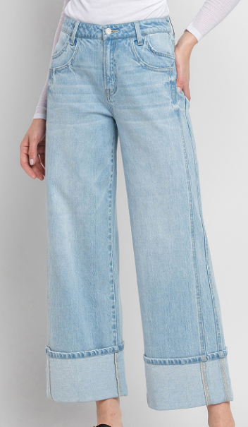 The Empire Wide Leg Baggy Cuffed Jeans