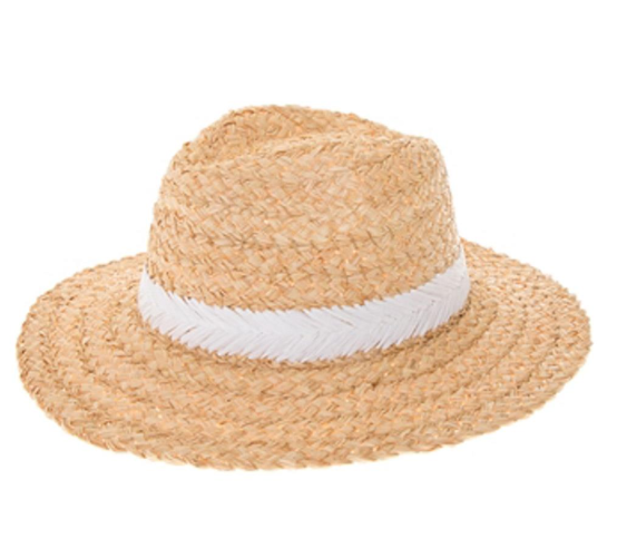 Raffia Panama Hat with White Stitching