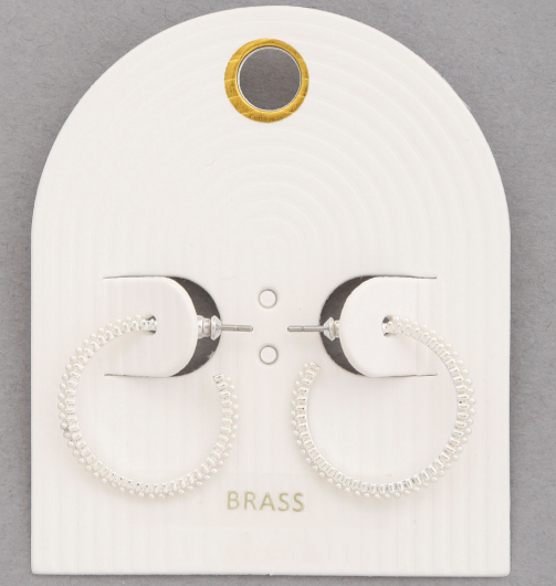 Classic Pearl Bead Open Hoop Earrings in Silver