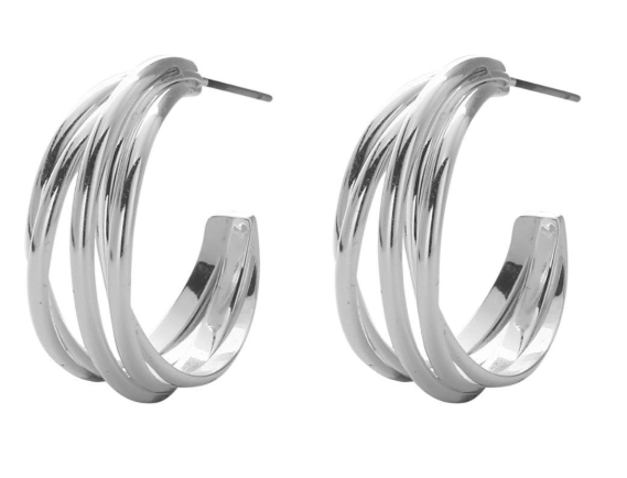 Triple Take Multi Hoop Earring in Silver
