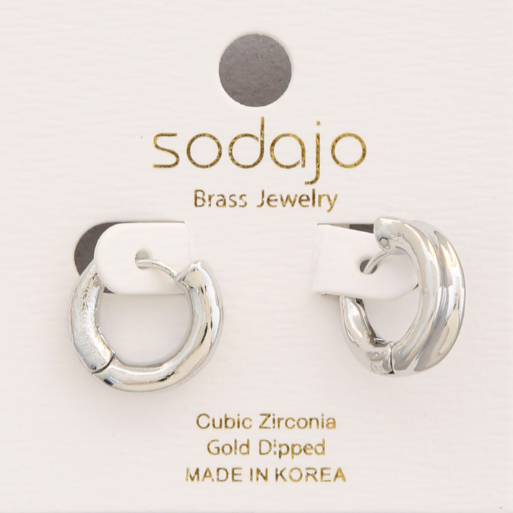 Gleam Huggie Hoops in Silver