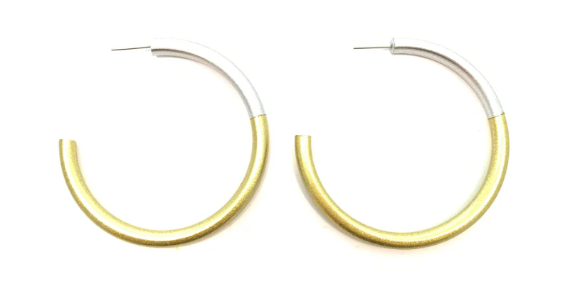 LIZ Medium Hoops in Silver/Gold