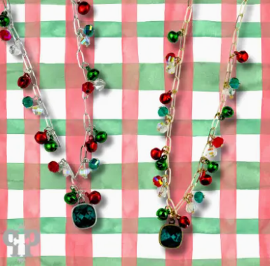 Christmas Bell Chain Link Pendant Necklace