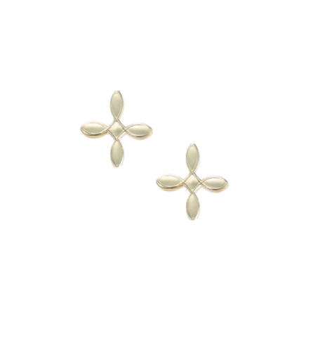 Enamel Cross Stud Earrings in Gold