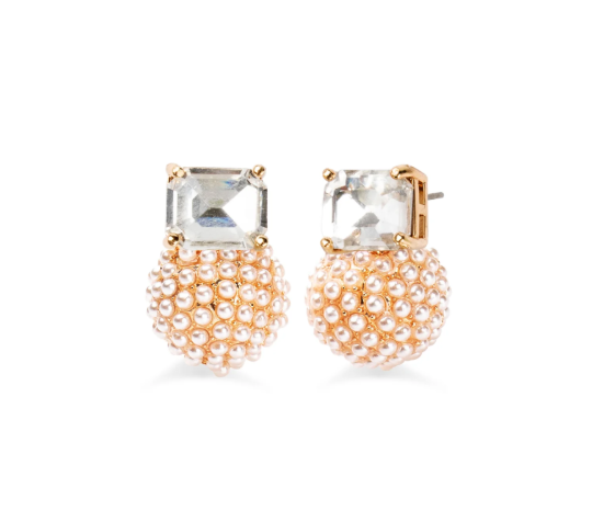 Blair Pearl Post Earrings in Crystal
