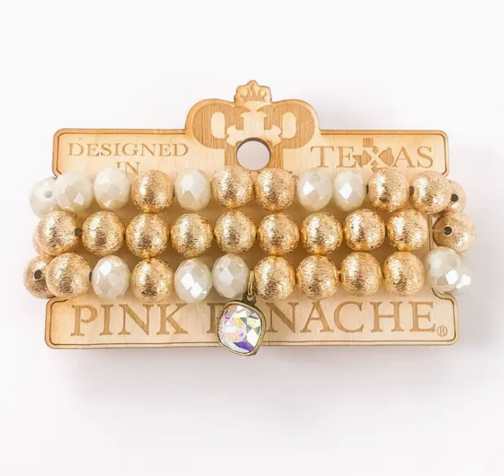 Austrian Crystal and Round Bead Bracelet Set