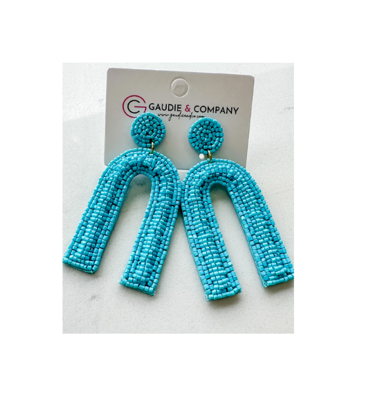 Seed Bead U Dangle Earring in Turquoise