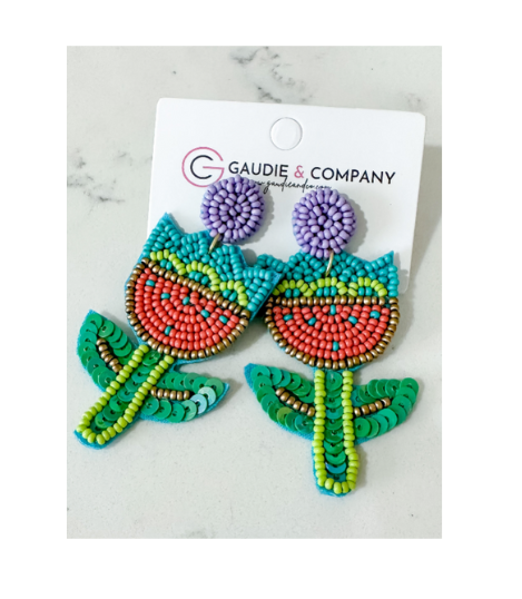 Blue Tulip Dangle Earring