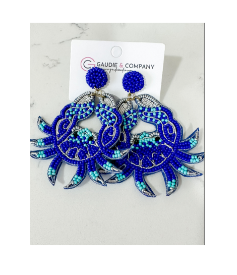 Blue Crab Dangle Earring