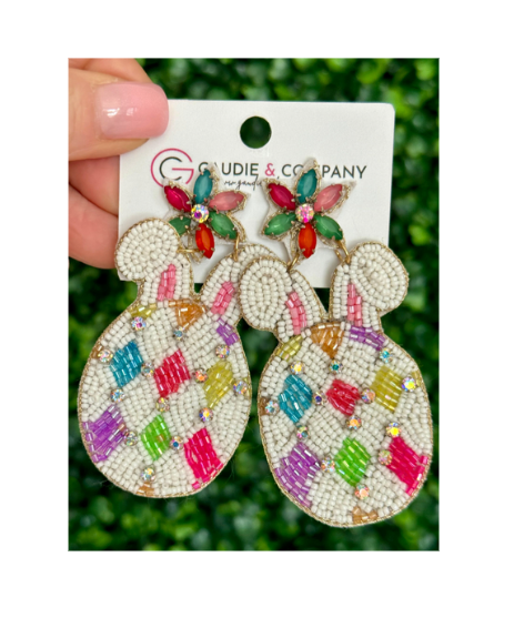 White Easter Egg Bunny Earring