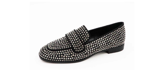 Rhinestone Penny Loafer in Black