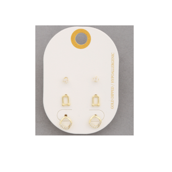 Gleaming Gold Trio Earrings