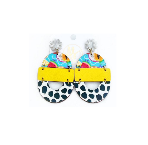 The Bela Earrings in Tropical Fruit